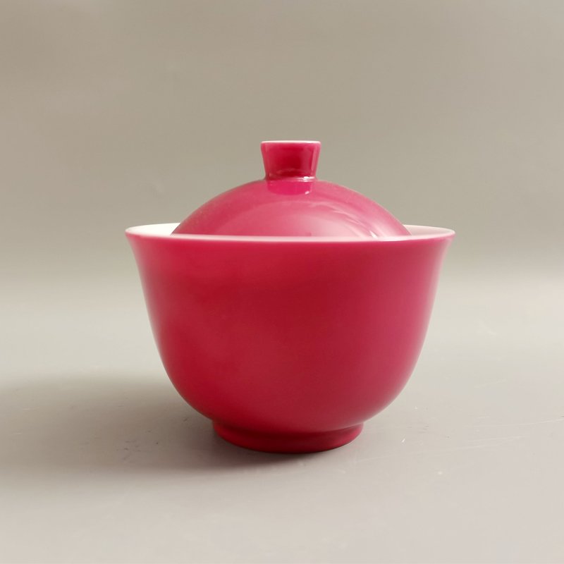 10 Carmine Red Glazed Two-Piece Gaiwan - Image 1
