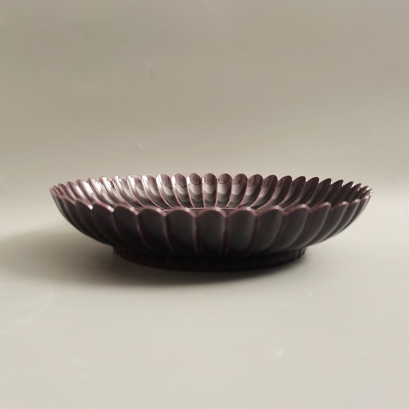 Eggplant Purple Glazed Chrysanthemum-Petal Saucer