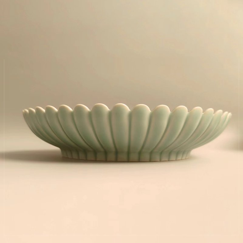 p38 Celadon Glazed Chrysanthemum-Petal Saucer - Image 1